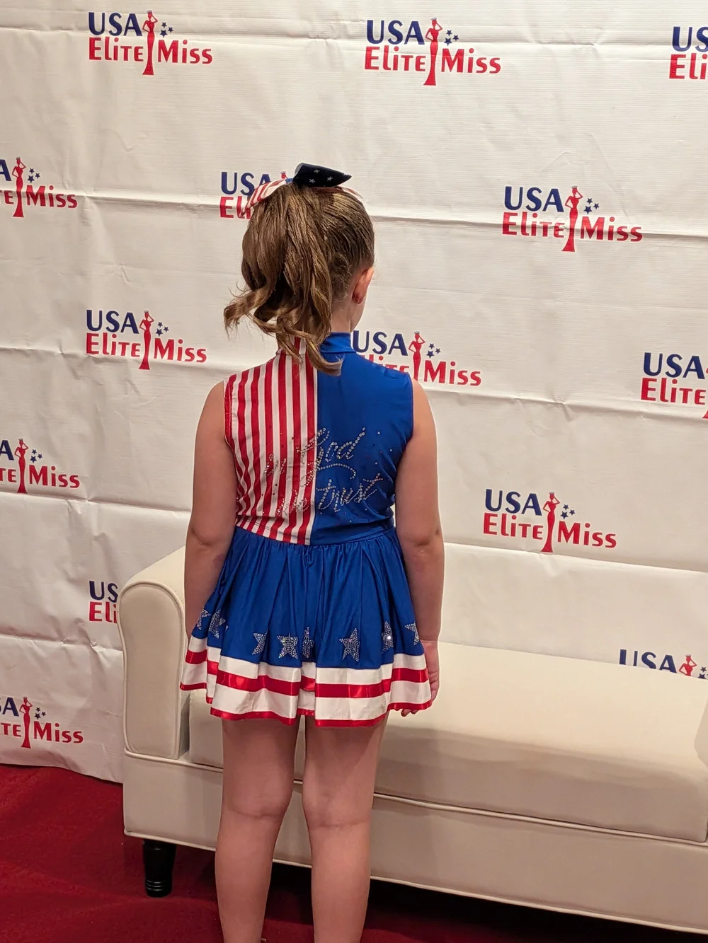 Girls' Patriotic Blue and Red Dance Costume